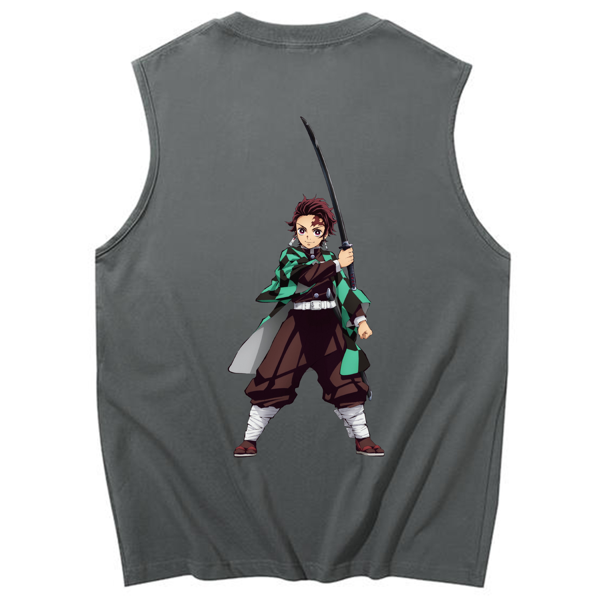 （画像用） 鬼滅の刃 竈門 炭治郎／かまど たんじろう Kamado Tanjirou コットン100％タンクトップ（背面プリント）